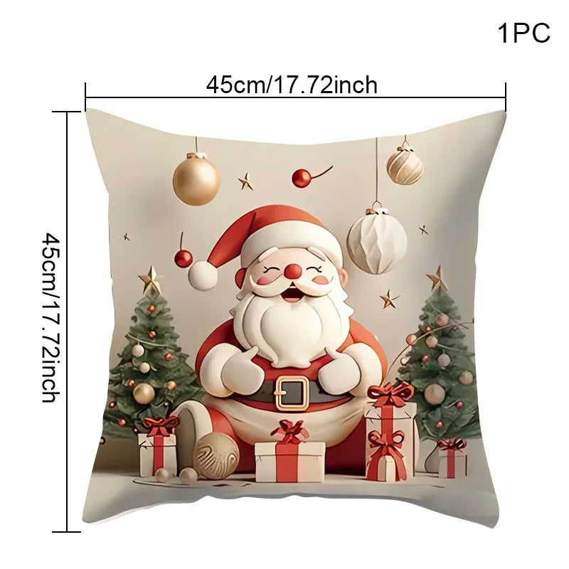 Christmas Pillow Covers 18x18 Inch Christmas Reindeer Decorative White SnowflakeThrow Pillows Winter Christmas Decor for Home