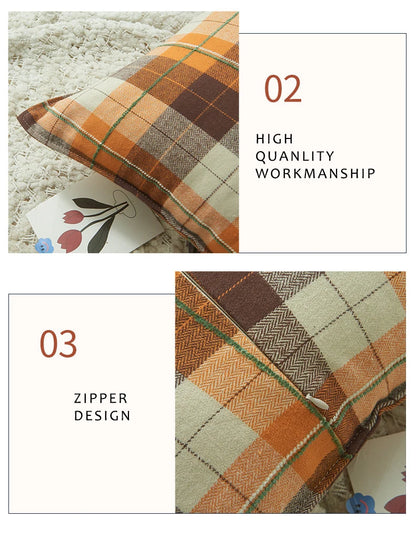 Plaid Decorative Pillows 45x45 cm Flocked Cushion Cover for Bed Sofa Living Room Cozy Pillow Cover Modern Home Decor Pillowcases