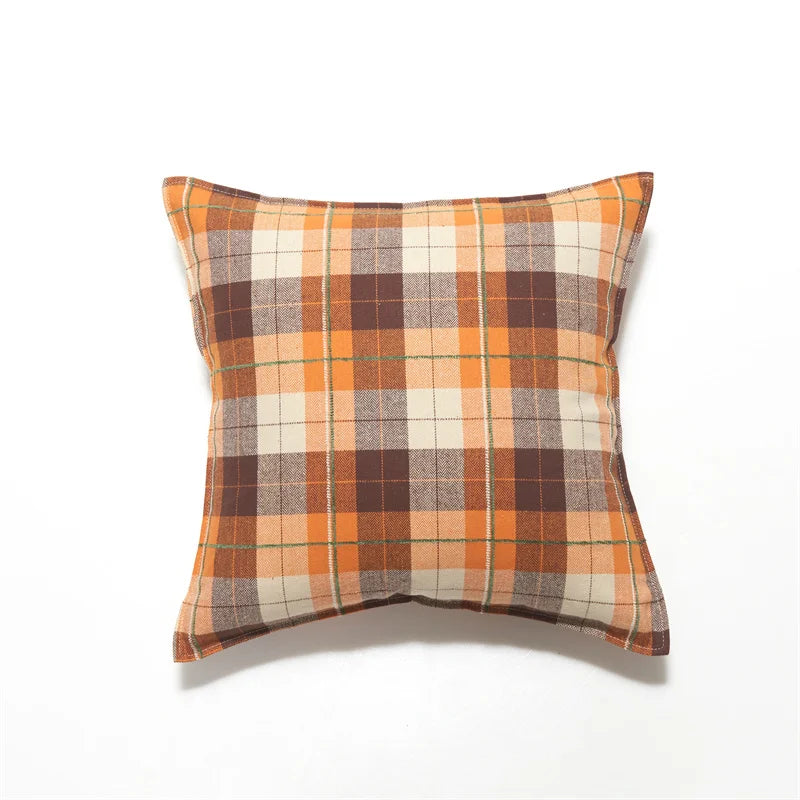 Plaid Decorative Pillows 45x45 cm Flocked Cushion Cover for Bed Sofa Living Room Cozy Pillow Cover Modern Home Decor Pillowcases