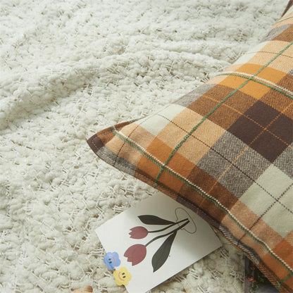 Plaid Decorative Pillows 45x45 cm Flocked Cushion Cover for Bed Sofa Living Room Cozy Pillow Cover Modern Home Decor Pillowcases