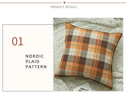 Plaid Decorative Pillows 45x45 cm Flocked Cushion Cover for Bed Sofa Living Room Cozy Pillow Cover Modern Home Decor Pillowcases
