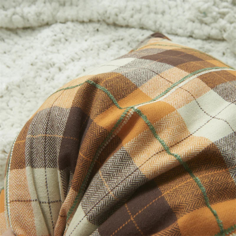 Plaid Decorative Pillows 45x45 cm Flocked Cushion Cover for Bed Sofa Living Room Cozy Pillow Cover Modern Home Decor Pillowcases