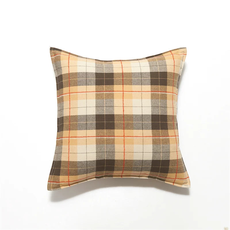 Plaid Decorative Pillows 45x45 cm Flocked Cushion Cover for Bed Sofa Living Room Cozy Pillow Cover Modern Home Decor Pillowcases