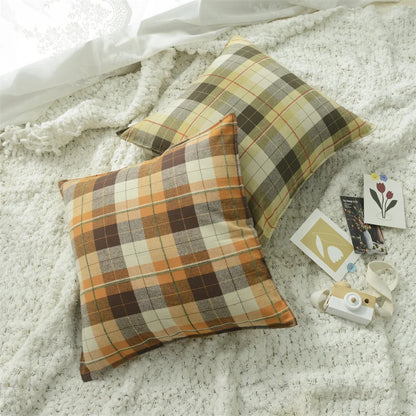 Plaid Decorative Pillows 45x45 cm Flocked Cushion Cover for Bed Sofa Living Room Cozy Pillow Cover Modern Home Decor Pillowcases