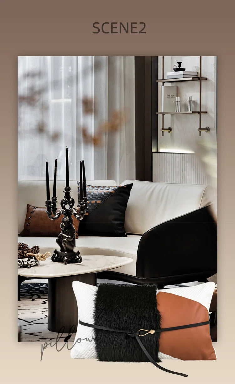 Premium Hotel Style Horsehair Pillow Cover Modern Decorative Black White Cushion Cover for Luxury Home Pillow Case Airbnb Decor