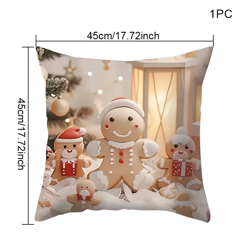 Christmas Pillow Covers 18x18 Inch Christmas Reindeer Decorative White SnowflakeThrow Pillows Winter Christmas Decor for Home