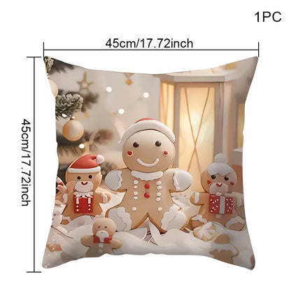 Christmas Pillow Covers 18x18 Inch Christmas Reindeer Decorative White SnowflakeThrow Pillows Winter Christmas Decor for Home