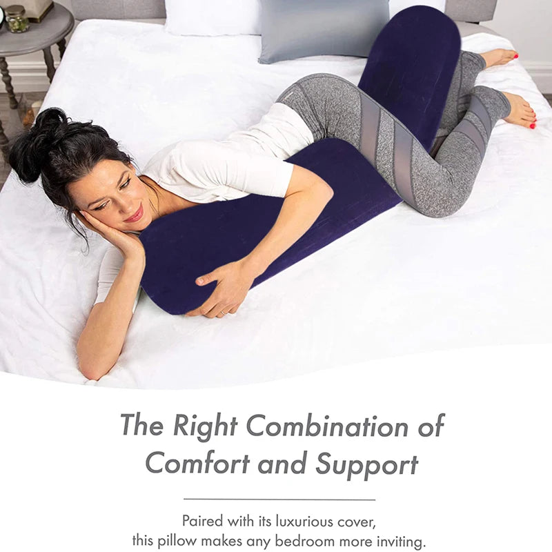 Female Pillow Hugs 86cm Long Round Inflatable Bolster Roll Wedge Cushion For Back Neck And Spine Relief During Sleep Washable