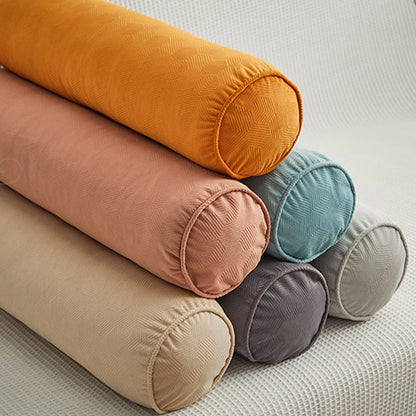 Round Bed Pillows Roll Cover Head Leg Back Lumber Support Light Travel Column Bolster Pillowcase Cylindrical Cushion Covers