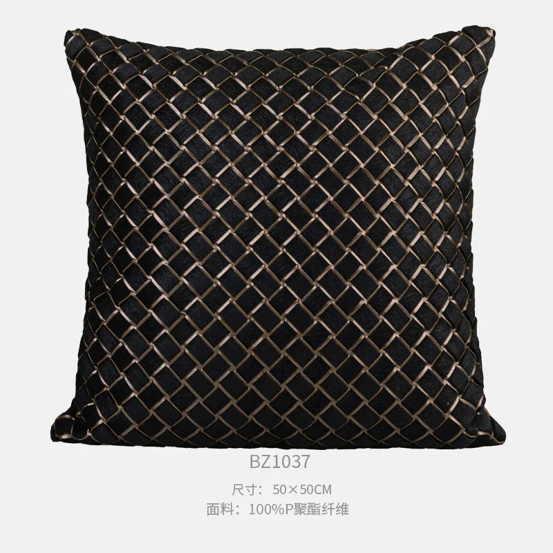 Premium Hotel Style Horsehair Pillow Cover Modern Decorative Black White Cushion Cover for Luxury Home Pillow Case Airbnb Decor