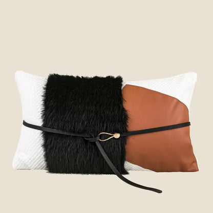 Premium Hotel Style Horsehair Pillow Cover Modern Decorative Black White Cushion Cover for Luxury Home Pillow Case Airbnb Decor