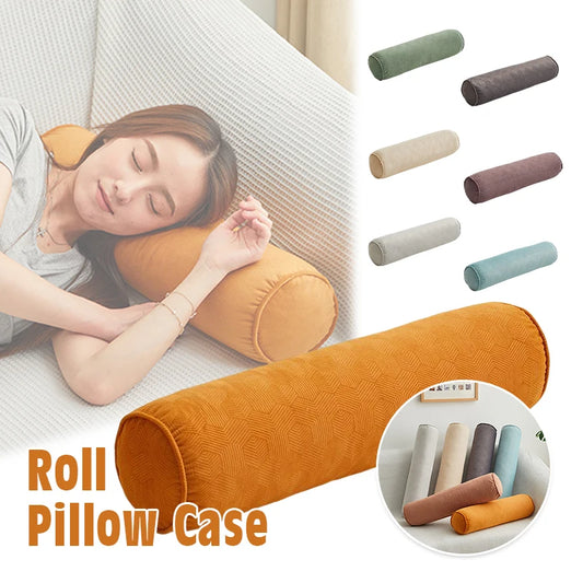 Round Bed Pillows Roll Cover Head Leg Back Lumber Support Light Travel Column Bolster Pillowcase Cylindrical Cushion Covers