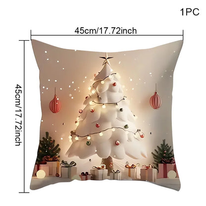 Christmas Pillow Covers 18x18 Inch Christmas Reindeer Decorative White SnowflakeThrow Pillows Winter Christmas Decor for Home