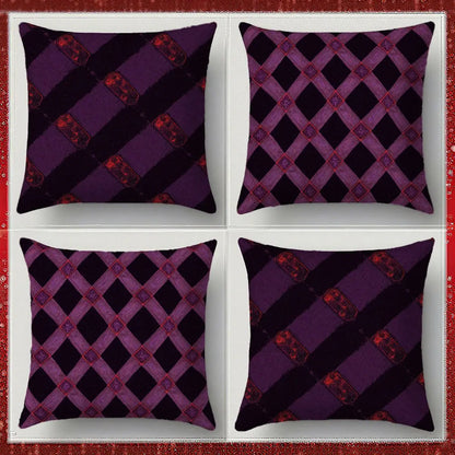 4-Piece Luxurious Purple Plaid Pattern Pillow Covers, Modern Home Decoration, Add Fashion, Enhance Home Atmosphere, Suitable for