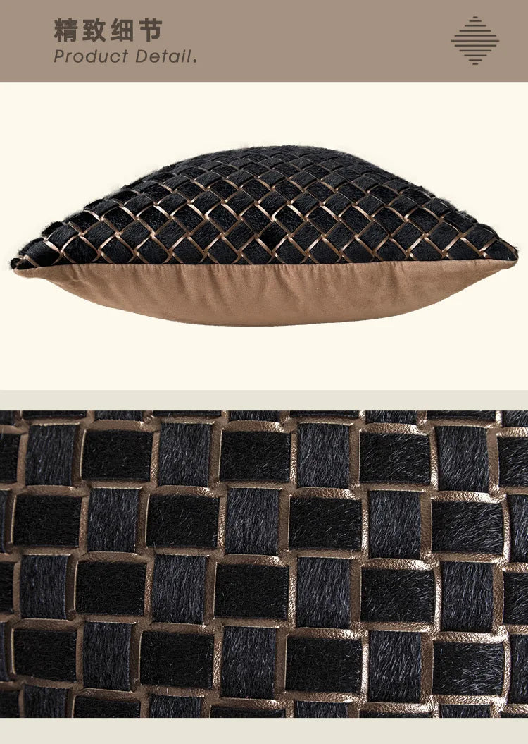 Premium Hotel Style Horsehair Pillow Cover Modern Decorative Black White Cushion Cover for Luxury Home Pillow Case Airbnb Decor