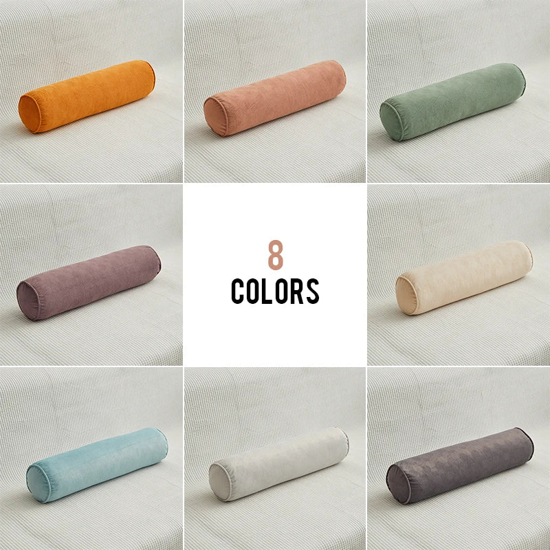 Round Bed Pillows Roll Cover Head Leg Back Lumber Support Light Travel Column Bolster Pillowcase Cylindrical Cushion Covers