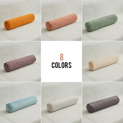 Round Bed Pillows Roll Cover Head Leg Back Lumber Support Light Travel Column Bolster Pillowcase Cylindrical Cushion Covers