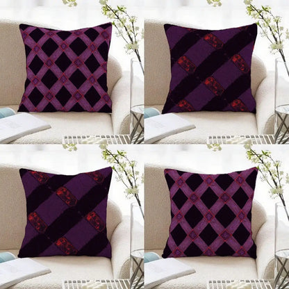 4-Piece Luxurious Purple Plaid Pattern Pillow Covers, Modern Home Decoration, Add Fashion, Enhance Home Atmosphere, Suitable for