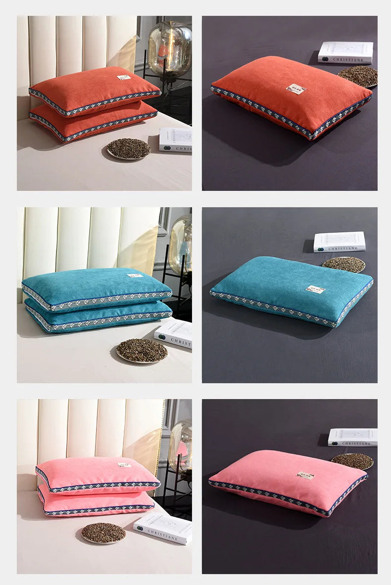 Buckwheat Hull Pillow Grain Pillow To Help Sleep Protect The Neck Pillow Side Back Stomach Sleeper Remedial Pillows Bedding 이불이불