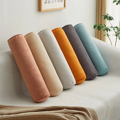 Round Bed Pillows Roll Cover Head Leg Back Lumber Support Light Travel Column Bolster Pillowcase Cylindrical Cushion Covers