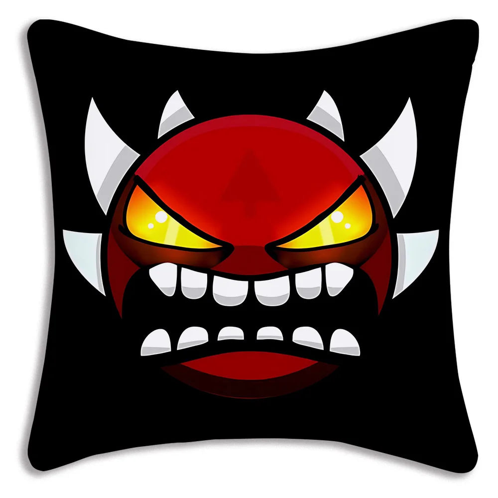 Pillow Covers Cartoon Geometry Dash Video Game Sofa Decorative Home Double-sided Printing Short Plush Cute Cushion Cover