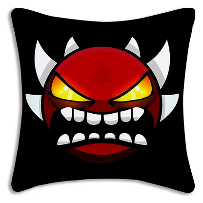 Pillow Covers Cartoon Geometry Dash Video Game Sofa Decorative Home Double-sided Printing Short Plush Cute Cushion Cover