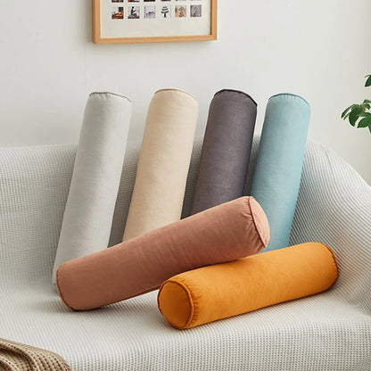 Round Bed Pillows Roll Cover Head Leg Back Lumber Support Light Travel Column Bolster Pillowcase Cylindrical Cushion Covers