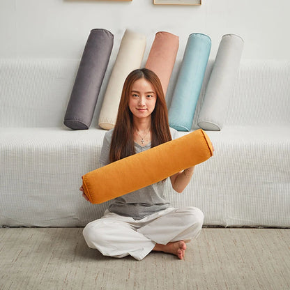 Round Bed Pillows Roll Cover Head Leg Back Lumber Support Light Travel Column Bolster Pillowcase Cylindrical Cushion Covers