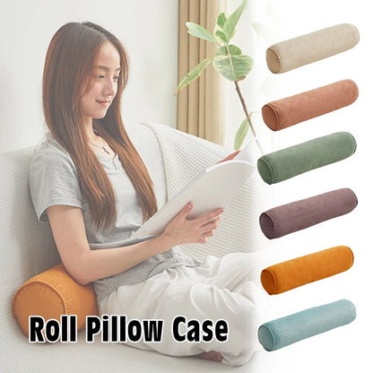 Round Bed Pillows Roll Cover Head Leg Back Lumber Support Light Travel Column Bolster Pillowcase Cylindrical Cushion Covers