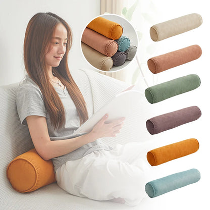 Round Bed Pillows Roll Cover Head Leg Back Lumber Support Light Travel Column Bolster Pillowcase Cylindrical Cushion Covers