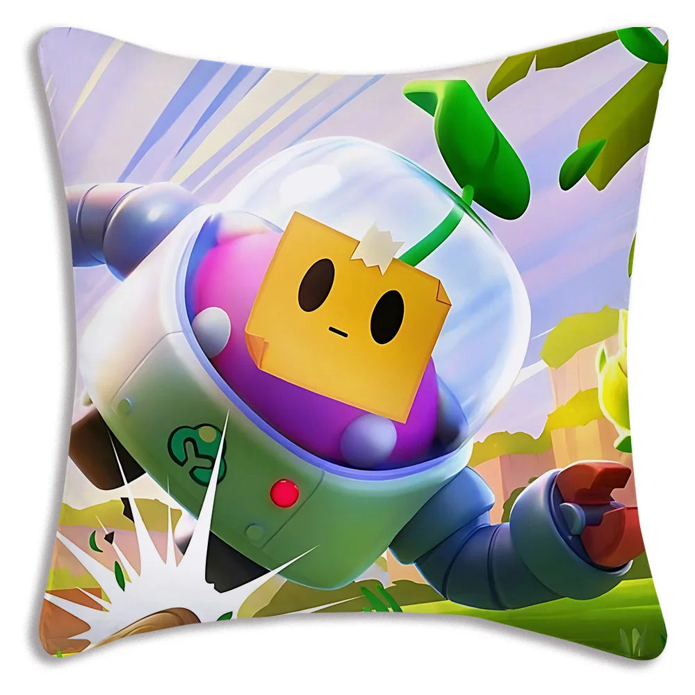 Pillow Covers Cartoon Geometry Dash Video Game Sofa Decorative Home Double-sided Printing Short Plush Cute Cushion Cover