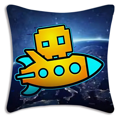 Pillow Covers Cartoon Geometry Dash Video Game Sofa Decorative Home Double-sided Printing Short Plush Cute Cushion Cover