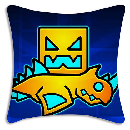 Pillow Covers Cartoon Geometry Dash Video Game Sofa Decorative Home Double-sided Printing Short Plush Cute Cushion Cover