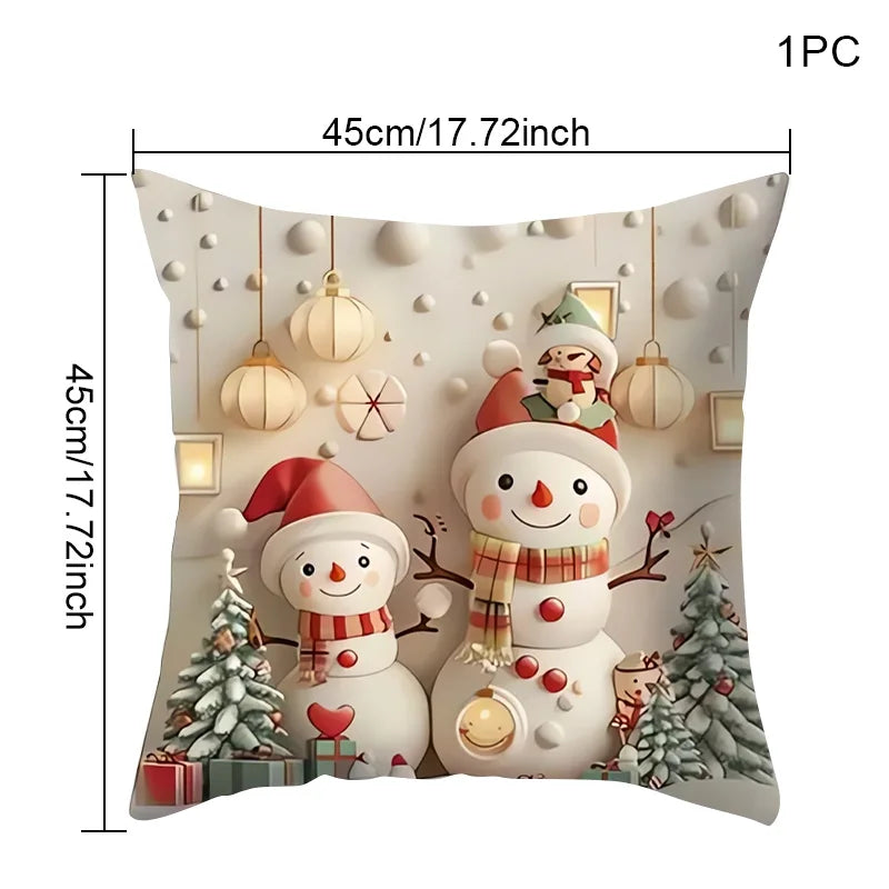 Christmas Pillow Covers 18x18 Inch Christmas Reindeer Decorative White SnowflakeThrow Pillows Winter Christmas Decor for Home