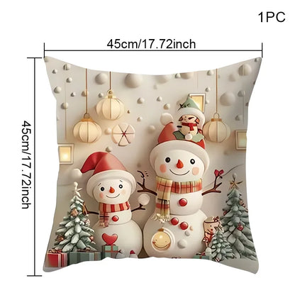 Christmas Pillow Covers 18x18 Inch Christmas Reindeer Decorative White SnowflakeThrow Pillows Winter Christmas Decor for Home