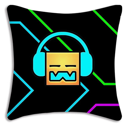Pillow Covers Cartoon Geometry Dash Video Game Sofa Decorative Home Double-sided Printing Short Plush Cute Cushion Cover