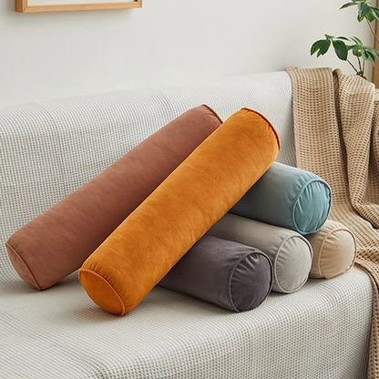 Round Bed Pillows Roll Cover Head Leg Back Lumber Support Light Travel Column Bolster Pillowcase Cylindrical Cushion Covers